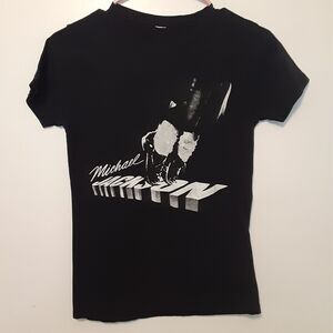 Vtg Michael Jackson Adult Womens XS Black Short Sleeve T Shirt Band Tee